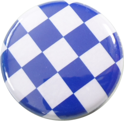 Square button, blue-white
